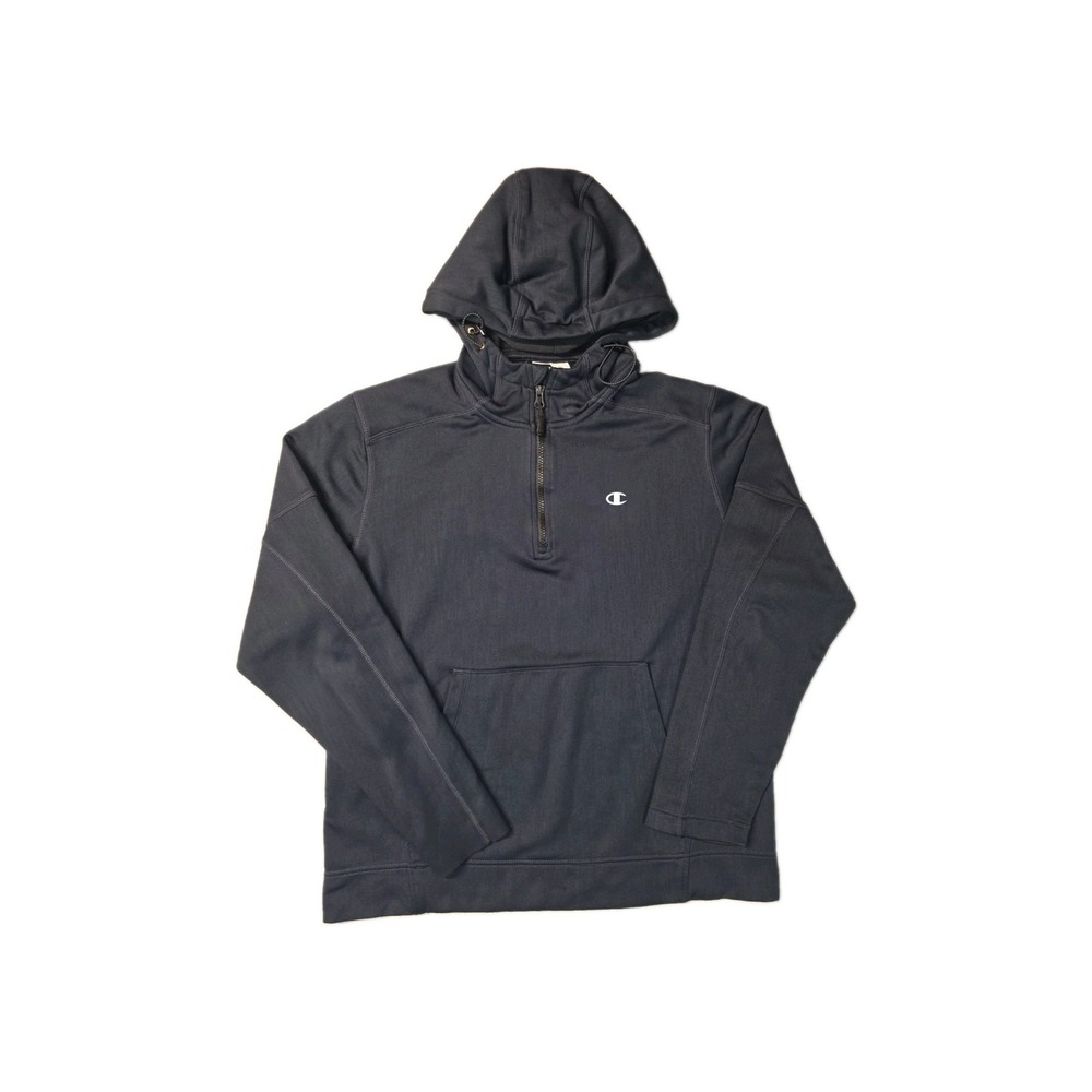 Champion Elite Performance Fleece Navy Blue 1/4 Zip Hoodie Mens Large